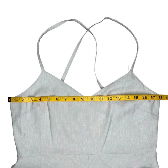 Theory NWT Haranna Cross-Back Dress in Linen Blend Mélange Light Grey Size 10 - Picture 13 of 16